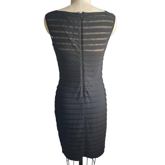 NWT Tadashi Shoji Black Sheer Stripe Sleeveless Cocktail Dress Size Medium - Picture 5 of 8